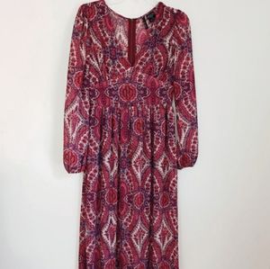 Long sleeve patterned maxi dress